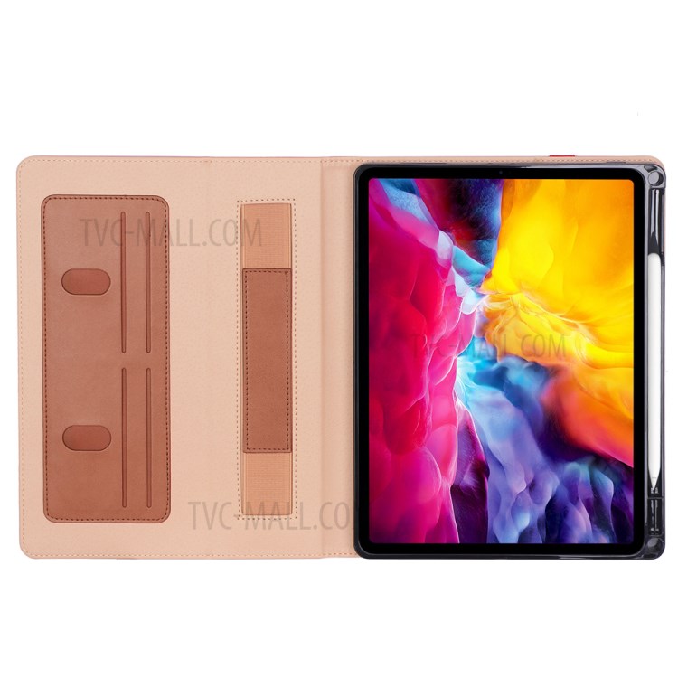 Leather Stand Card Holder Tablet Protective Cover with Elastic Band for iPad Pro 11-inch (2020) - Brown-6