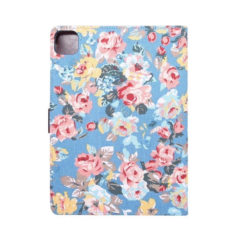 Flower Cloth Skin PU Leather Case for iPad Pro 11-inch (2020) (2018) - Blue-3