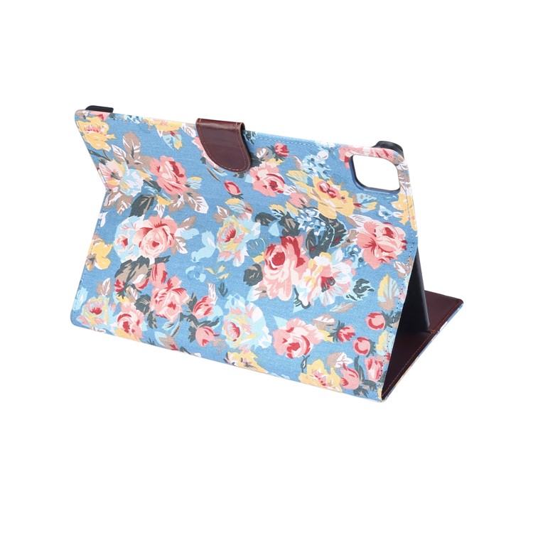 Flower Cloth Skin PU Leather Case for iPad Pro 11-inch (2020) (2018) - Blue-6