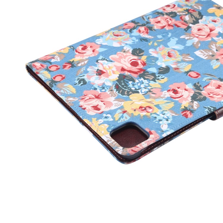 Flower Cloth Skin PU Leather Case for iPad Pro 11-inch (2020) (2018) - Blue-7