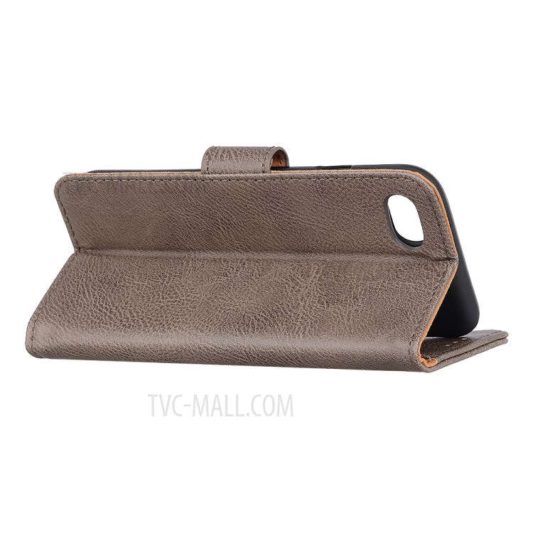 KHAZNEH Leather Stand Case with Card Slots for iPhone SE (2nd Generation)/8/7 - Grey-3