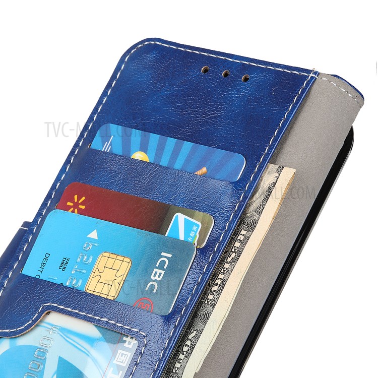 Crazy Horse Wallet Leather Stand Case for iPhone SE (2nd Generation)/8/7 - Blue-6