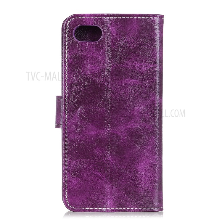 Crazy Horse Wallet Leather Stand Case for iPhone SE (2nd Generation)/8/7 - Purple-2