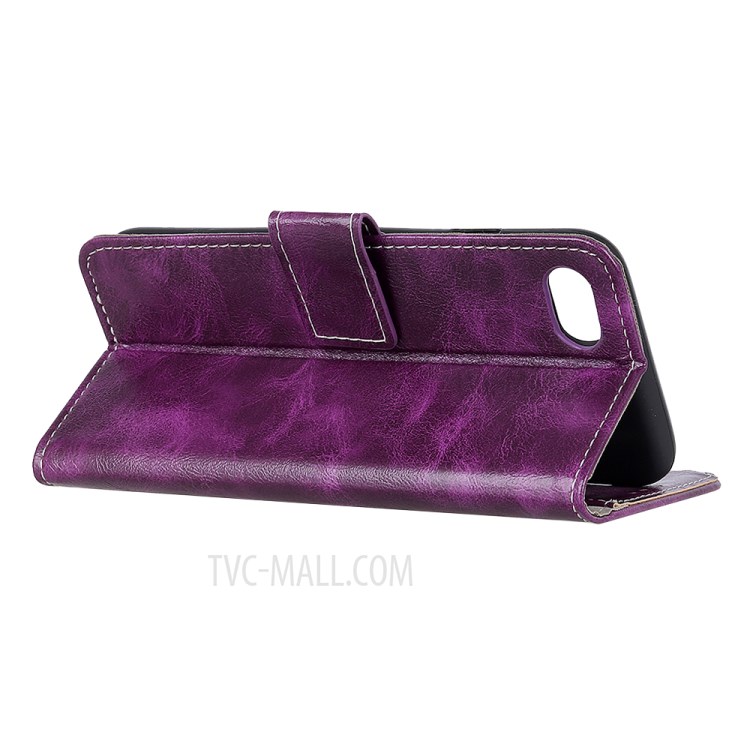 Crazy Horse Wallet Leather Stand Case for iPhone SE (2nd Generation)/8/7 - Purple-3