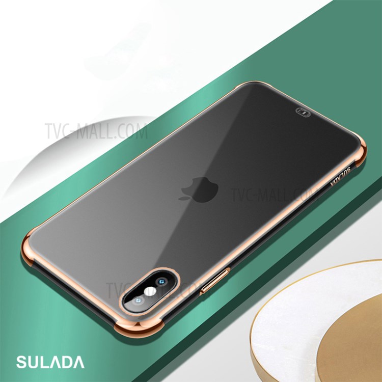 SULADA Electroplating Frame TPU Cell Phone Case for iPhone XS Max 6.5-inch - Black
