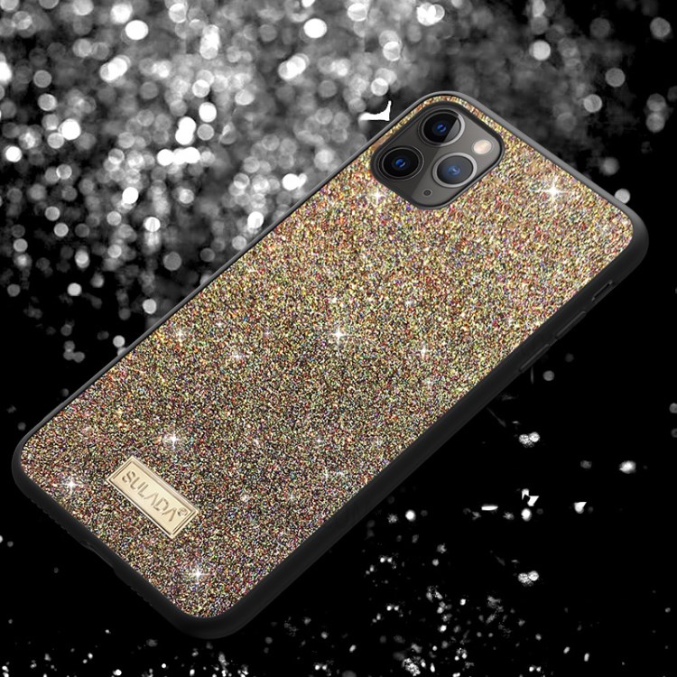 SULADA Dazzling Glittery Surface Leather Coated TPU Back Shell for iPhone 11 Pro Max 6.5 inch - Multi-color