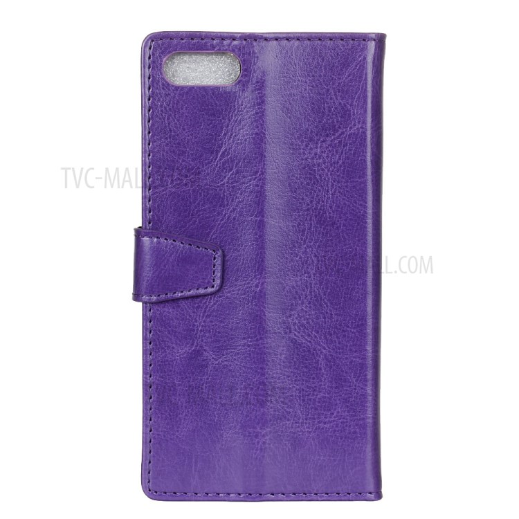 Crazy Horse Wallet Leather Flip Casing Phone Cover for iPhone SE (2nd Generation)/7/8 4.7 inch - Purple-2