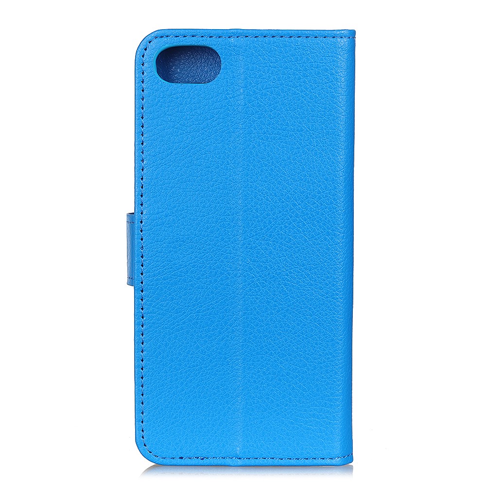 Litchi Skin Classics Portefeuille Stand en Cuir Couvercle Pour Iphone SE (2020) / SE (2022) / 7/8 4,7 Pouces - Bleu-2