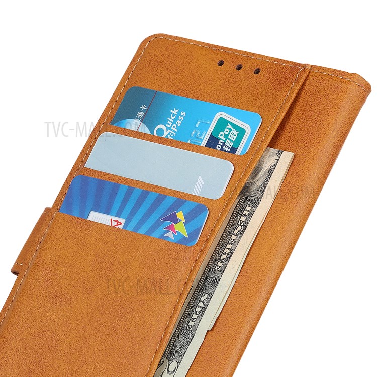 Matte PU Leather Wallet Stand Case for iPhone SE (2nd Generation)/8/7 - Brown-10