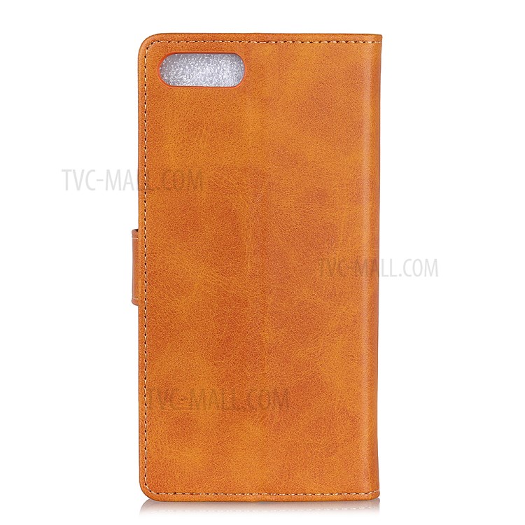 Matte PU Leather Wallet Stand Case for iPhone SE (2nd Generation)/8/7 - Brown-2