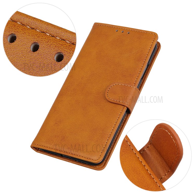 Matte PU Leather Wallet Stand Case for iPhone SE (2nd Generation)/8/7 - Brown-4