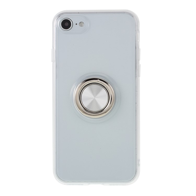 Rotary Metal Finger Ring Kickstand Cover TPU Phone Case for iPhone SE (2nd Generation)/7/8 4.7 inch - White-1