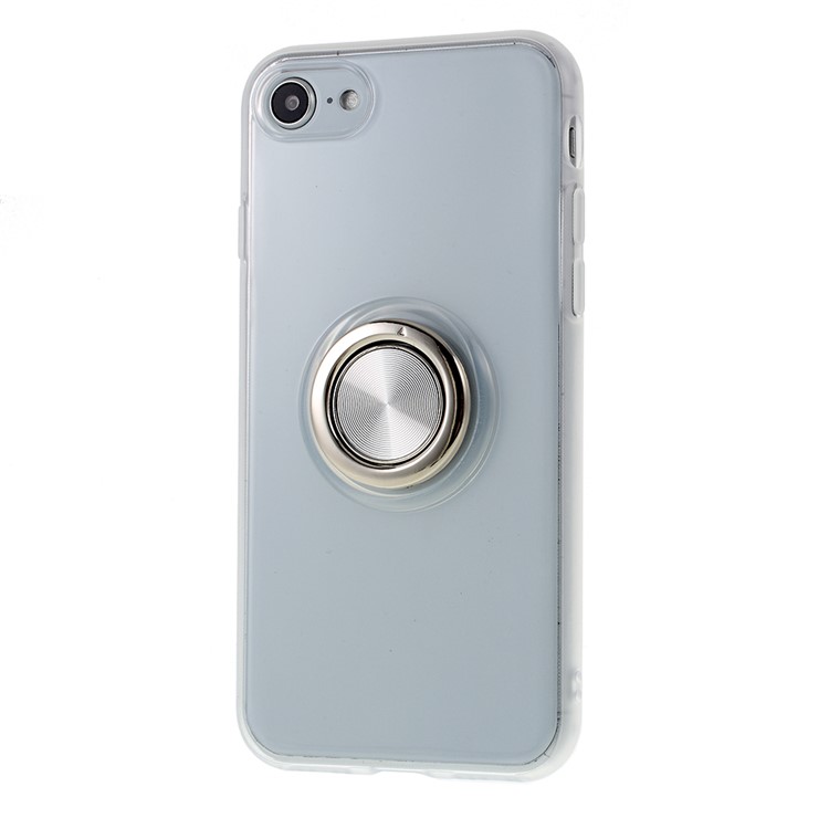 Rotary Metal Finger Ring Kickstand Cover TPU Phone Case for iPhone SE (2nd Generation)/7/8 4.7 inch - White-2