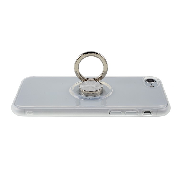 Rotary Metal Finger Ring Kickstand Cover TPU Phone Case for iPhone SE (2nd Generation)/7/8 4.7 inch - White-5
