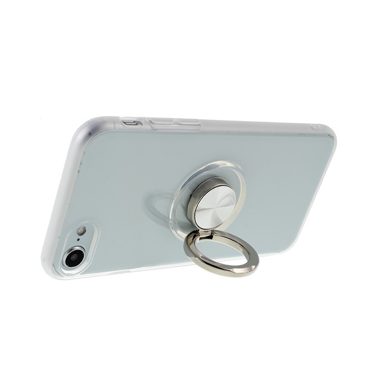 Rotary Metal Finger Ring Kickstand Cover TPU Phone Case for iPhone SE (2nd Generation)/7/8 4.7 inch - White-6