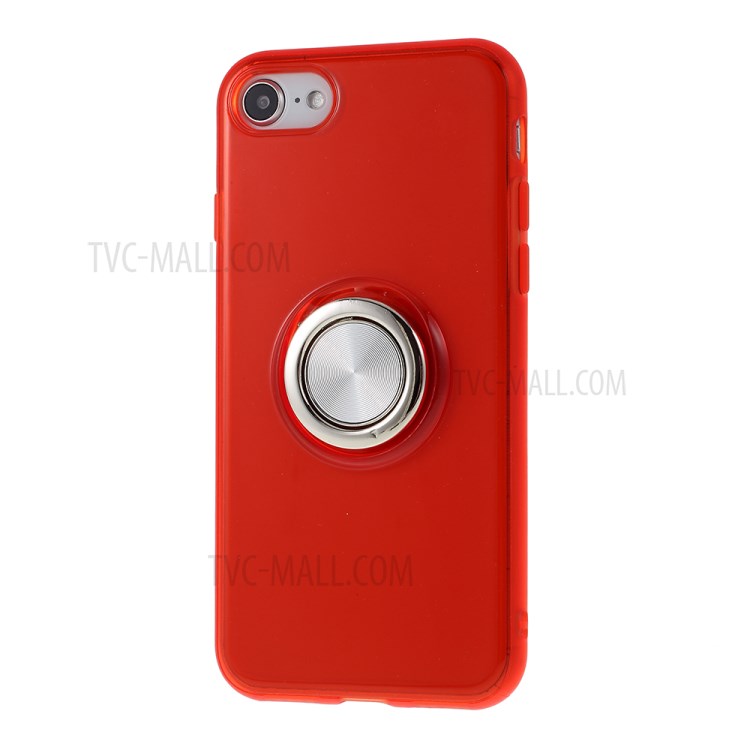 Rotary Metal Finger Ring Kickstand Cover TPU Phone Case for iPhone SE (2nd Generation)/7/8 4.7 inch - Red-2