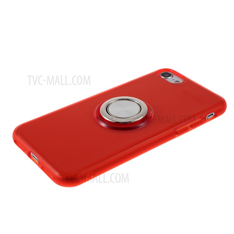 Rotary Metal Finger Ring Kickstand Cover TPU Phone Case for iPhone SE (2nd Generation)/7/8 4.7 inch - Red-4