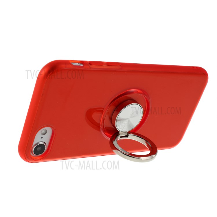 Rotary Metal Finger Ring Kickstand Cover TPU Phone Case for iPhone SE (2nd Generation)/7/8 4.7 inch - Red-6