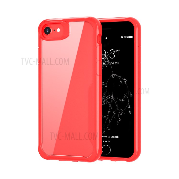 Shock Absorption PC + TPU Stylish Case for iPhone SE (2nd Generation) - Red-1