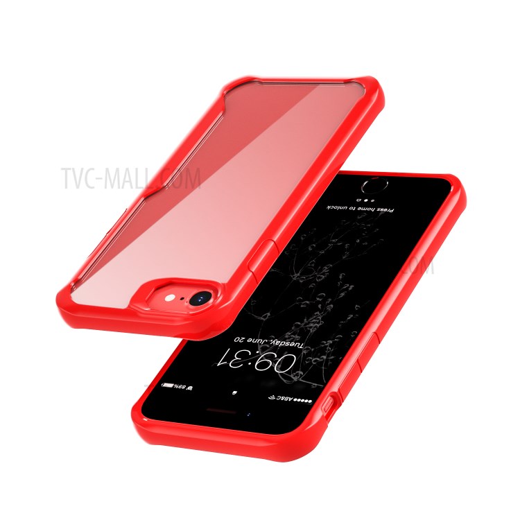Shock Absorption PC + TPU Stylish Case for iPhone SE (2nd Generation) - Red-3