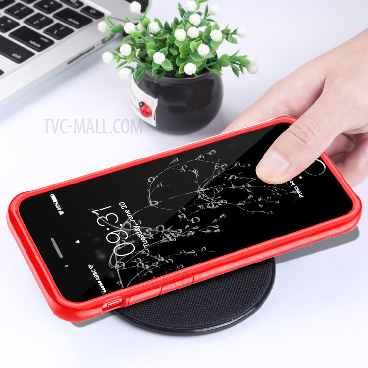 Shock Absorption PC + TPU Stylish Case for iPhone SE (2nd Generation) - Red-4