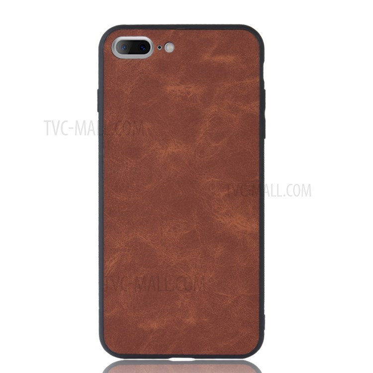 PU Leather Coated TPU + PC Shell for iPhone SE (2nd Generation)/8/7 - Brown-2