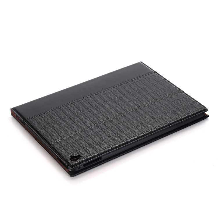 For iPad Pro 9.7 Retro Crocodile Smart Leather Wallet Case with Stand - Black-3
