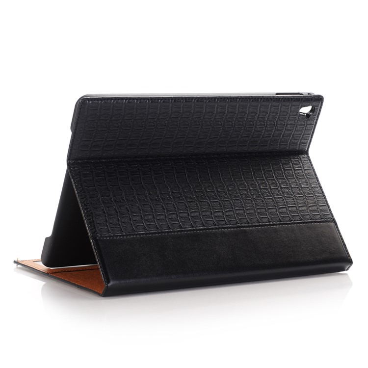 For iPad Pro 9.7 Retro Crocodile Smart Leather Wallet Case with Stand - Black-5