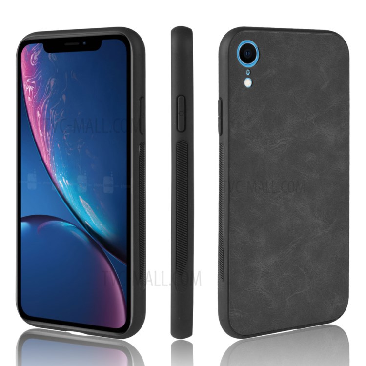 PU Leather TPU Coated + PC Stylish Shell for iPhone XR 6.1 inch - Black-1
