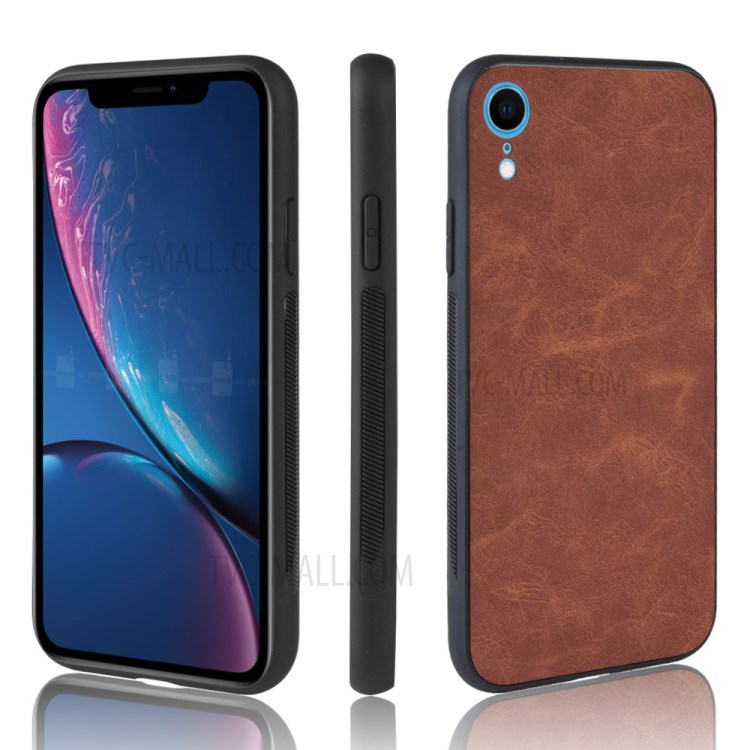 PU Leather TPU Coated + PC Stylish Shell for iPhone XR 6.1 inch - Brown-1