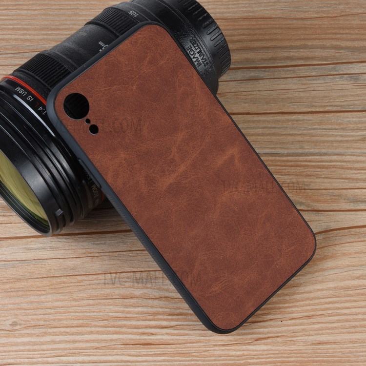 PU Leather TPU Coated + PC Stylish Shell for iPhone XR 6.1 inch - Brown-2
