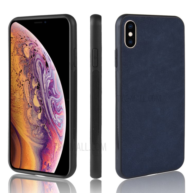 Hybrid Case PU Leather+TPU+PC Cell Phone Cover for iPhone XS Max 6.5 inch - Blue-1