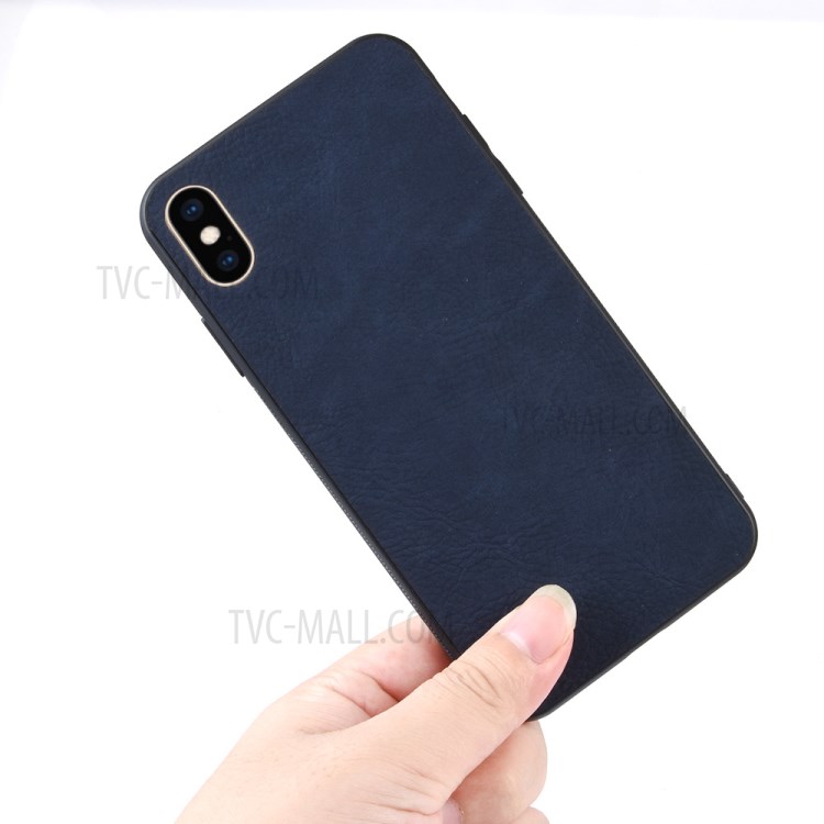 Hybrid Case PU Leather+TPU+PC Cell Phone Cover for iPhone XS Max 6.5 inch - Blue-2