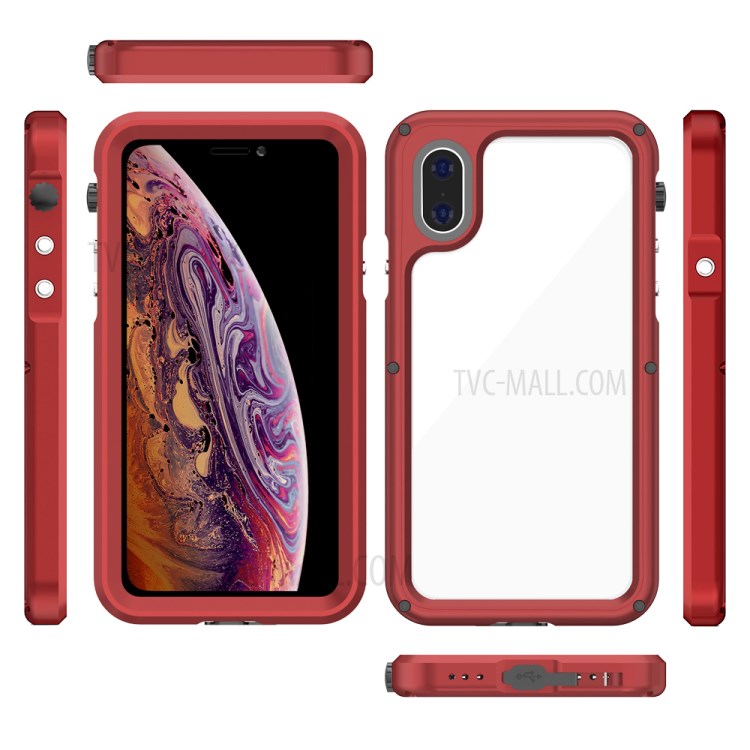 Seal Series Waterproof Case Phone Cover for Apple iPhone XS Max 6.5 inch - Red-2