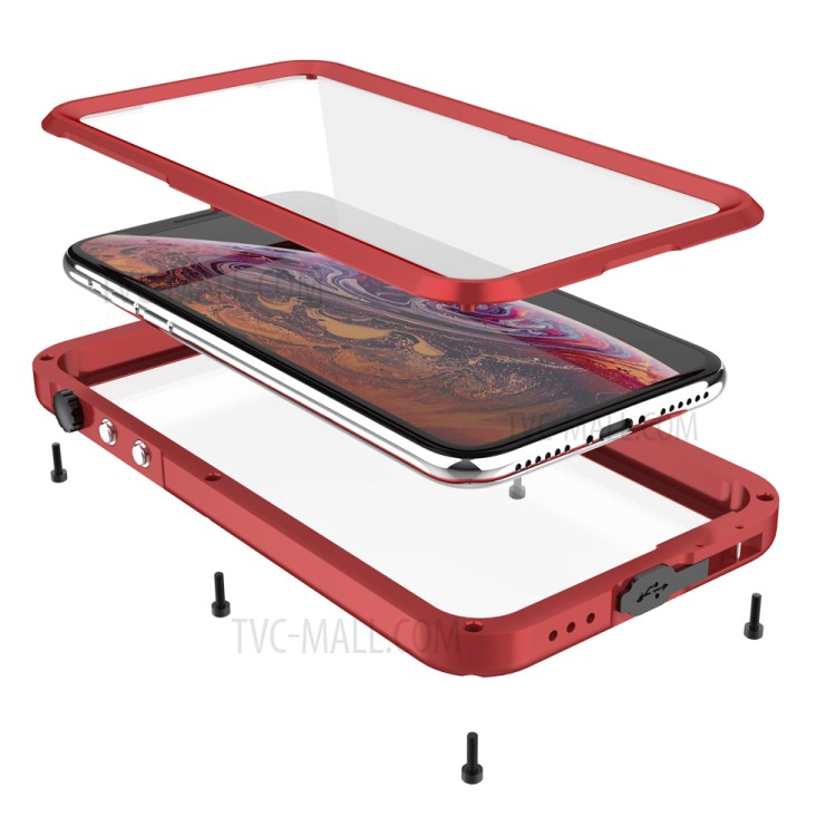 Seal Series Waterproof Case Phone Cover for Apple iPhone XS Max 6.5 inch - Red-7
