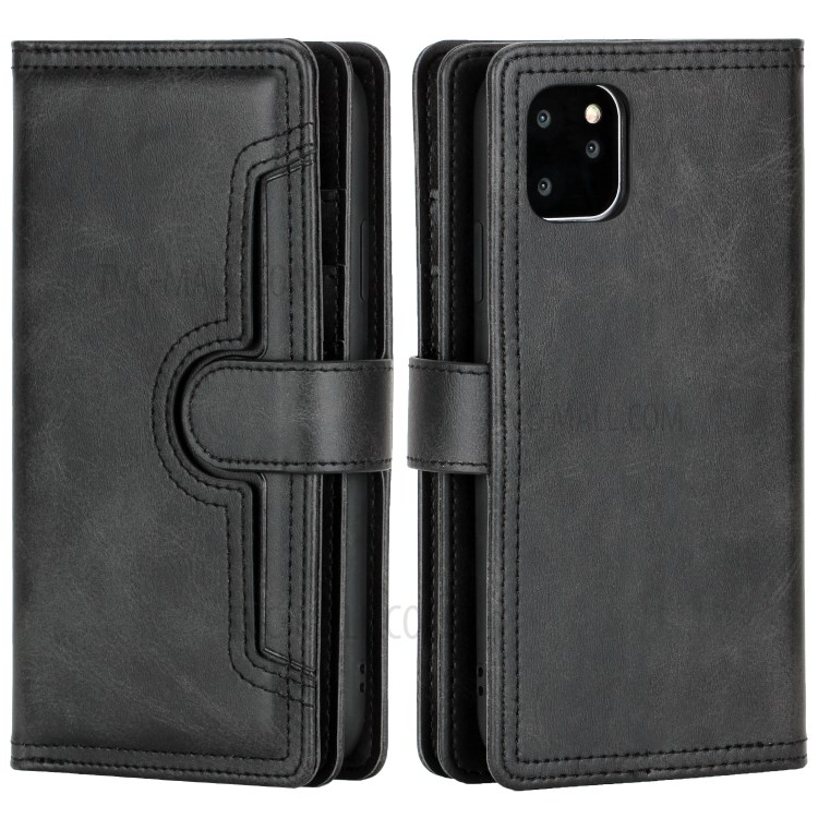 Multiple Card Slots Split Leather Phone Cover Case for iPhone 11 Pro 5.8-inch - Black-2