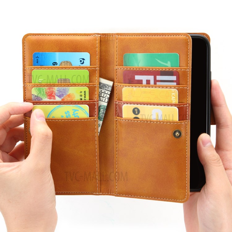 Multiple Card Slots Split Leather Phone Cover Case for iPhone 11 6.1-inch - Brown-6