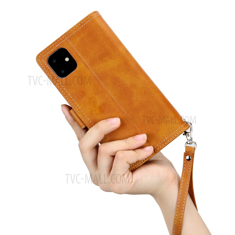 Multiple Card Slots Split Leather Phone Cover Case for iPhone 11 6.1-inch - Brown-7