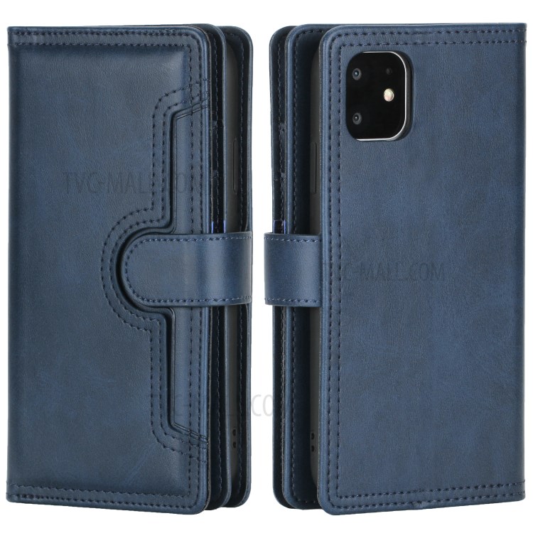 Multiple Card Slots Split Leather Phone Cover Case for iPhone 11 6.1-inch - Blue-2