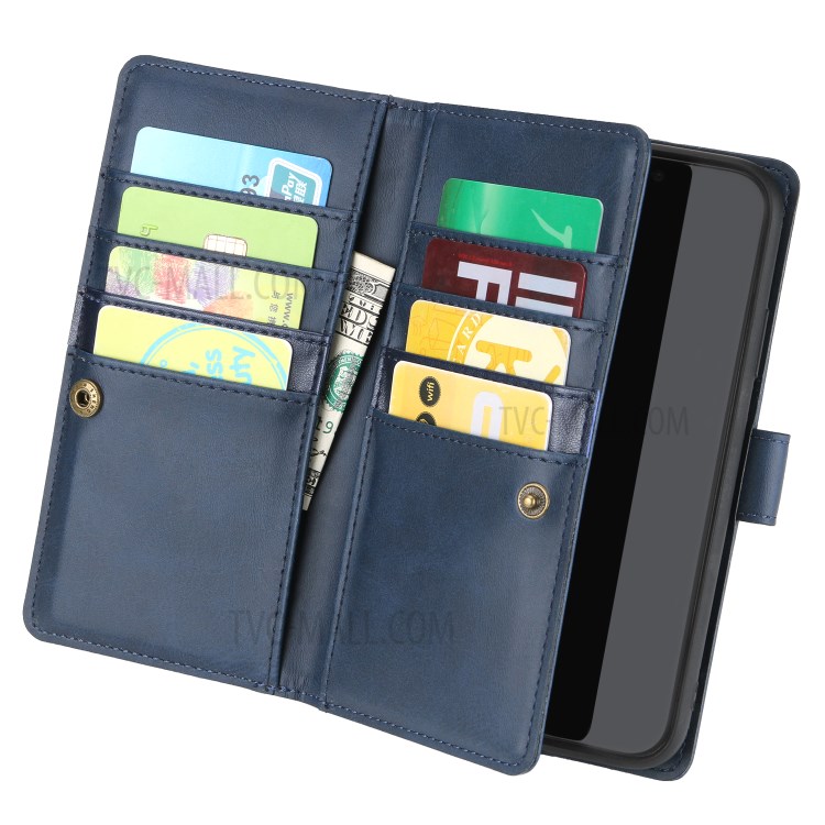 Multiple Card Slots Split Leather Phone Cover Case for iPhone 11 6.1-inch - Blue-3