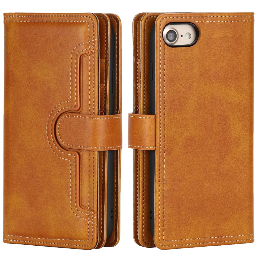 Split Leather Cover Case With Multiple Card Slots for iPhone 8 / 7 / SE (2nd Generation) - Brown-2