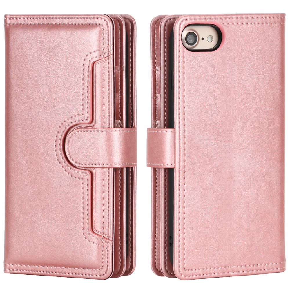Split Leather Cover Case With Multiple Card Slots for iPhone 8 / 7 / SE (2nd Generation) - Rose Gold-2