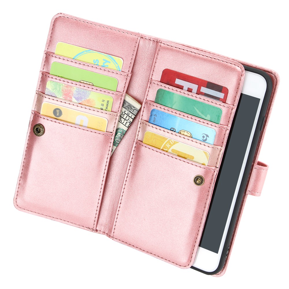 Split Leather Cover Case With Multiple Card Slots for iPhone 8 / 7 / SE (2nd Generation) - Rose Gold-3