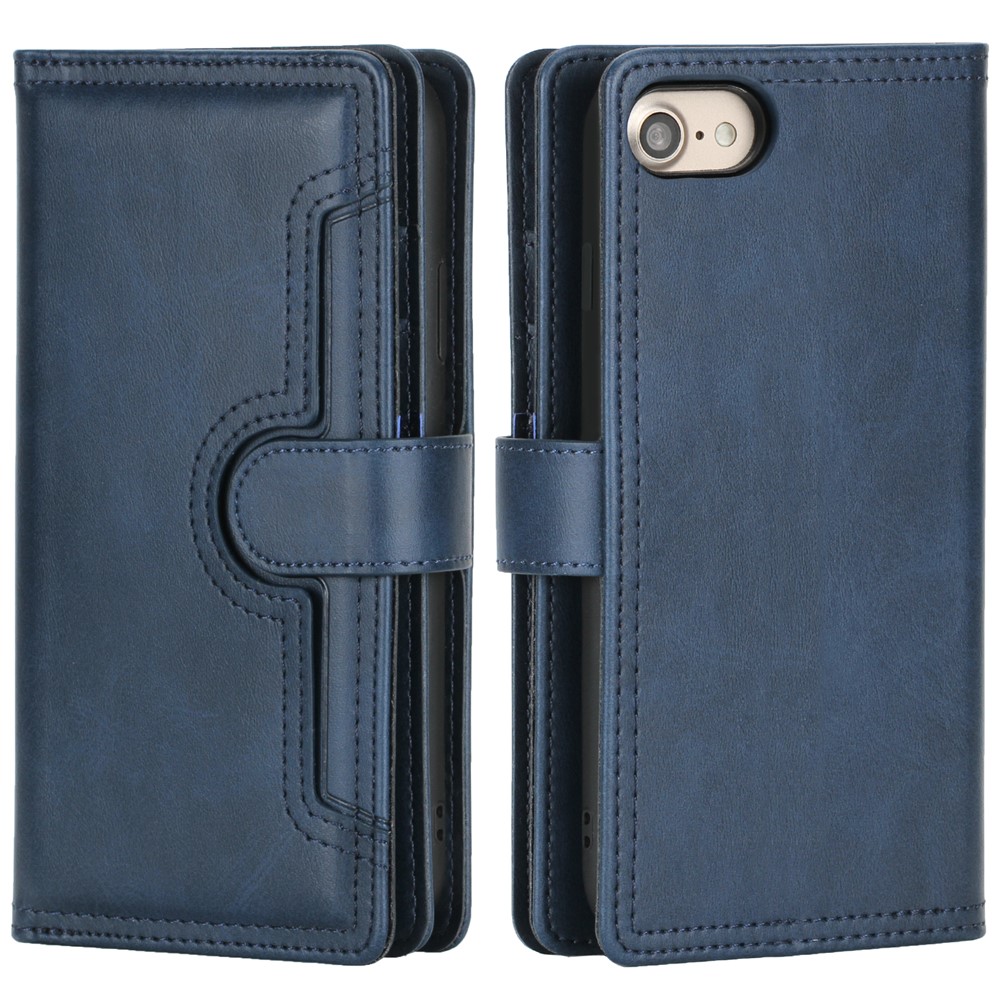 Split Leather Cover Case With Multiple Card Slots for iPhone 8 / 7 / SE (2nd Generation) - Blue-2