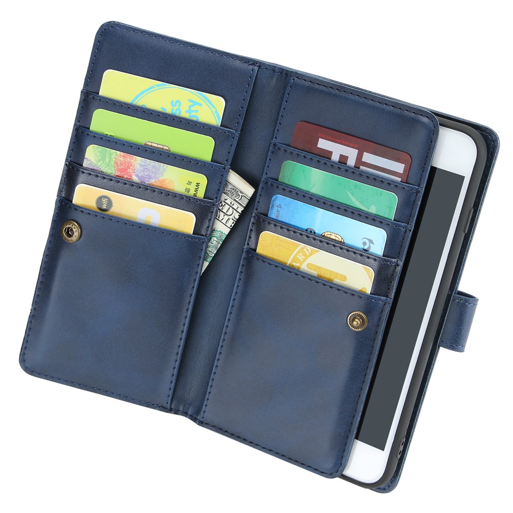Split Leather Cover Case With Multiple Card Slots for iPhone 8 / 7 / SE (2nd Generation) - Blue-3