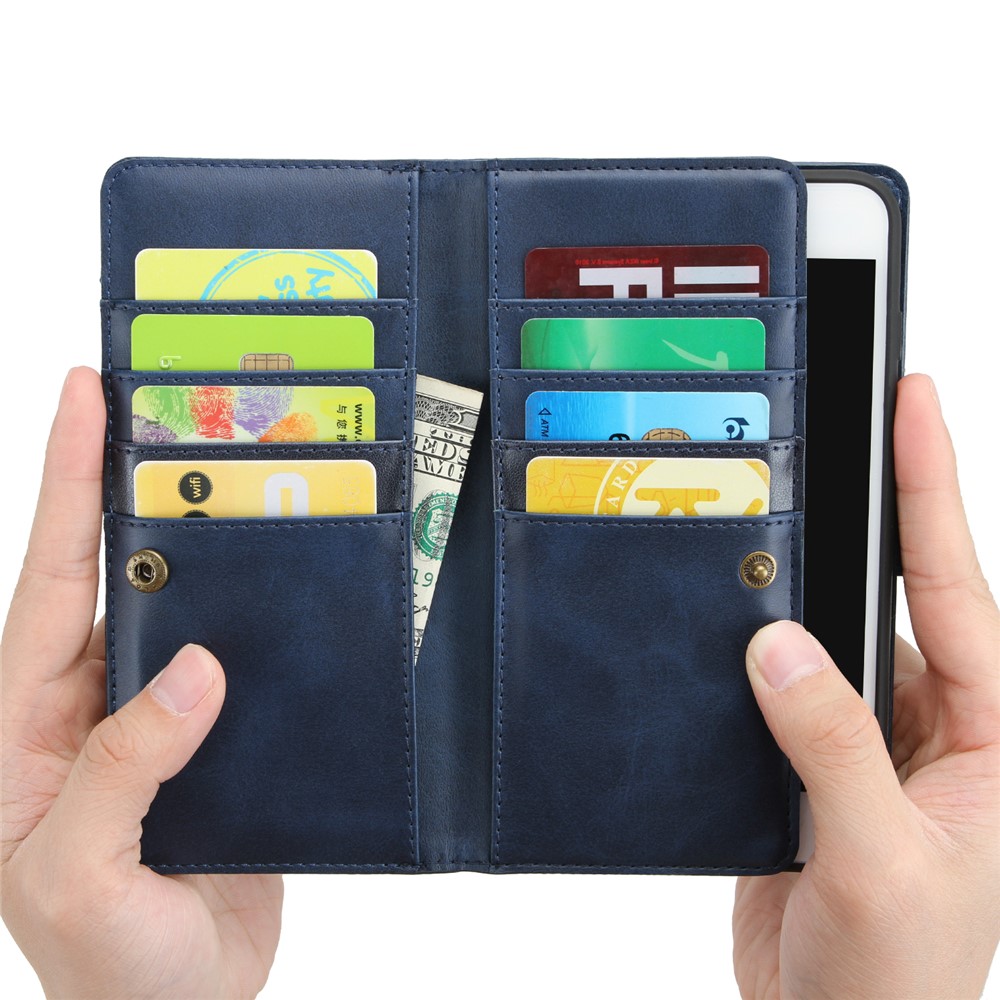 Split Leather Cover Case With Multiple Card Slots for iPhone 8 / 7 / SE (2nd Generation) - Blue-4