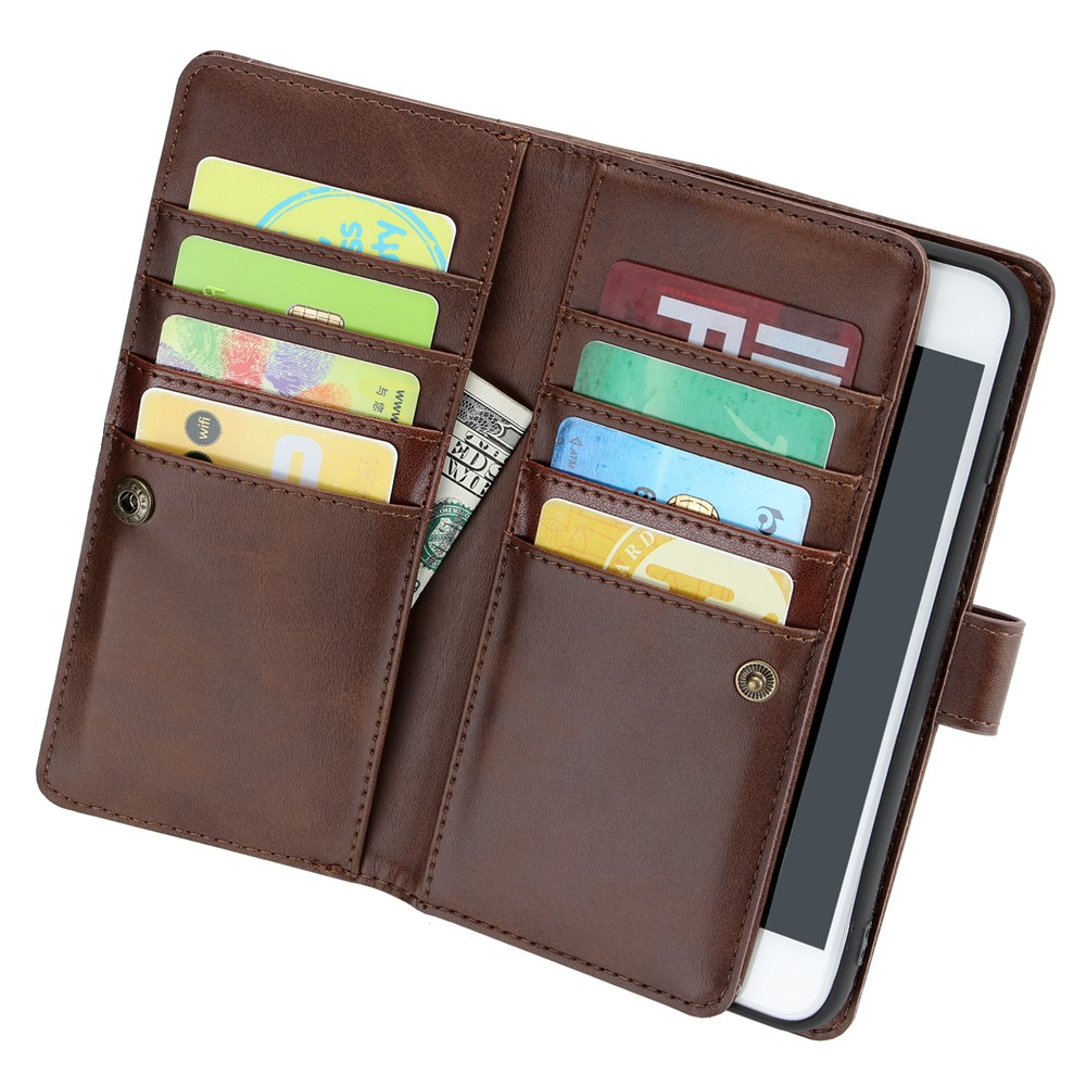 Split Leather Cover Case With Multiple Card Slots for iPhone 8 / 7 / SE (2nd Generation) - Coffee-3