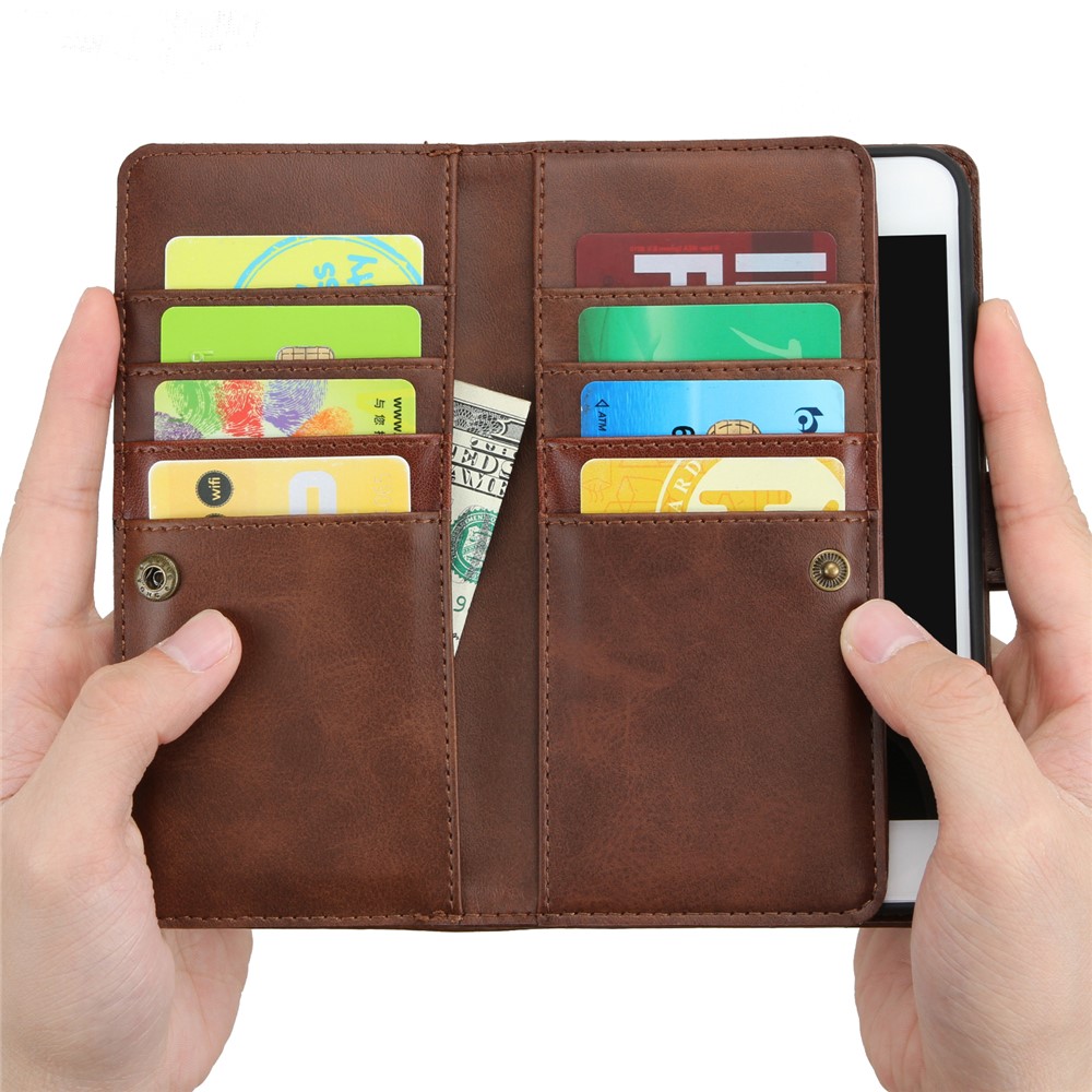 Split Leather Cover Case With Multiple Card Slots for iPhone 8 / 7 / SE (2nd Generation) - Coffee-4