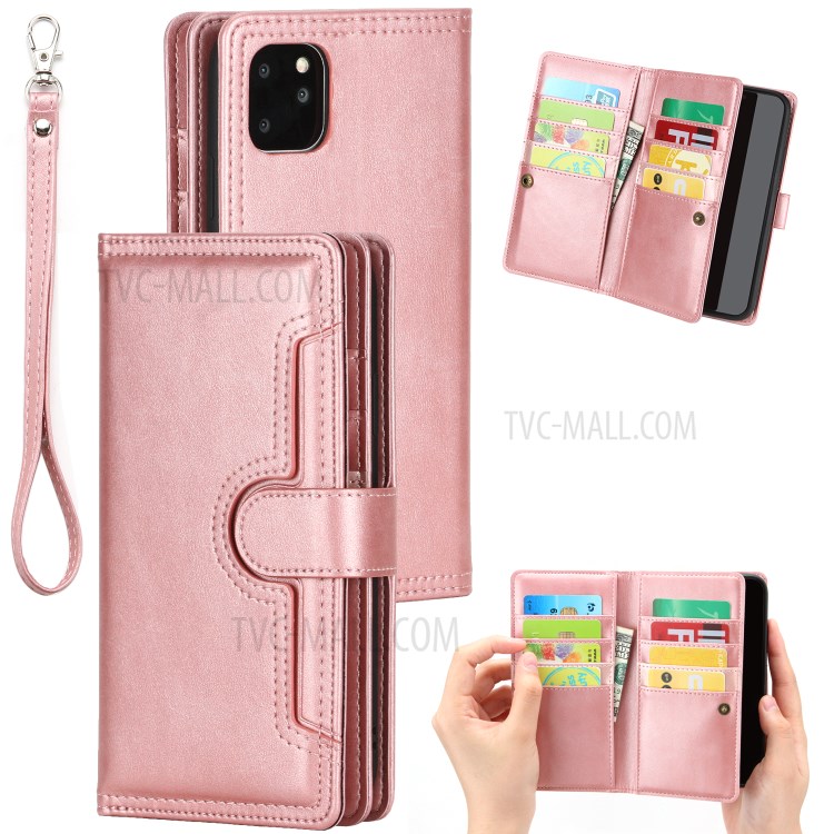Multiple Card Slots Split Leather Wallet Phone Cover Case for iPhone 11 Pro Max 6.5-inch - Rose Gold-1