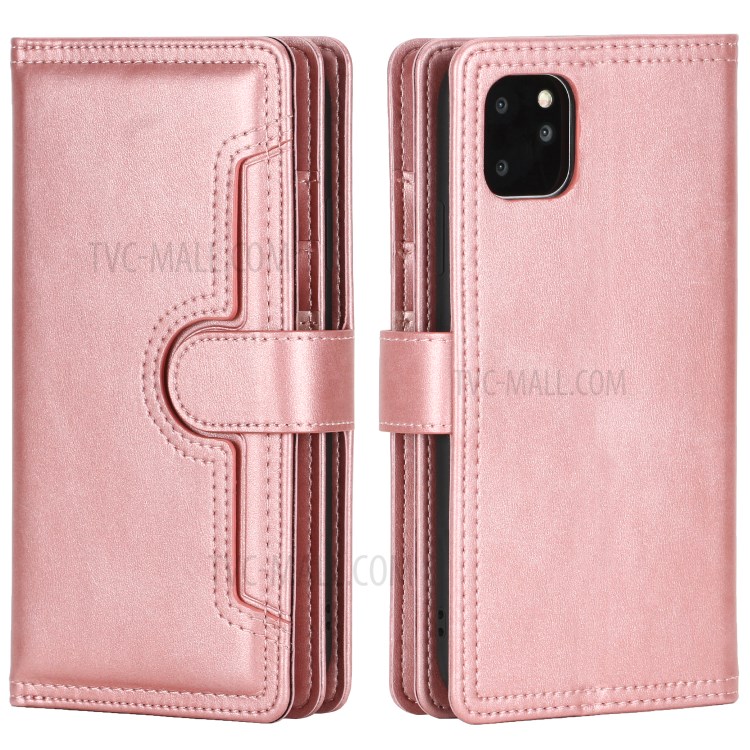 Multiple Card Slots Split Leather Wallet Phone Cover Case for iPhone 11 Pro Max 6.5-inch - Rose Gold-2